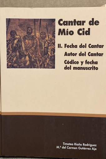 Cubierta del volumen II: Fecha del Cantar, autor del Cantar, códice y fecha del manuscrito